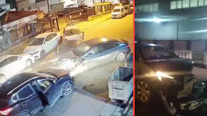 Küçükçekmece'de iki otomobil çarpıştı : Kazada 5 araç hurdaya döndü