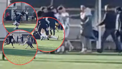 İzmir'de U18 futbol maçında ortalık savaş alanına döndü