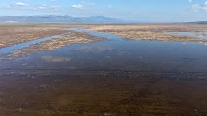 Manisa'daki Marmara Gölü 5 yıl sonra su tutmaya başladı