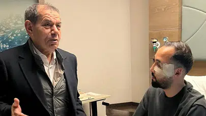 Dursun Özbek, İstanbulspor kalecisi İsa Doğan'ı hastanede ziyaret etti