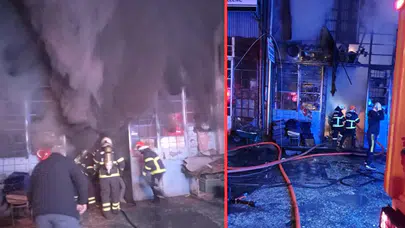 Nevşehir'de oto döşeme dükkanı alev alev yandı