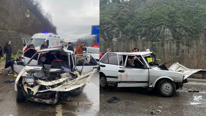 Karabük'te iki otomobil kafa kafaya çarpıştı : 5 kişi yaralandı