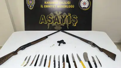 Karaman'da polis ekiplerinden denetim : 11 şahıs tutuklandı