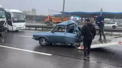 Başakşehir Kuzey Marmara Otoyolu'nda tır, otomobile arkadan çarptı