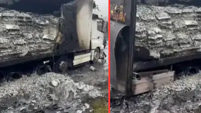 Kırklareli'nde hamsi yüklü tır alev alev yandı : Araç hurdaya döndü