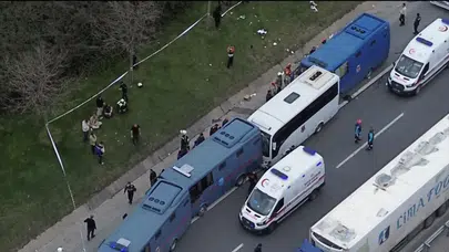 Mahmutbey'de 4 cezaevi aracı kaza yaptı : 14 jandarma yaralandı