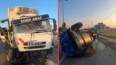 Balıkesir'de kamyon ile traktör çarpıştı : 2 yaralı