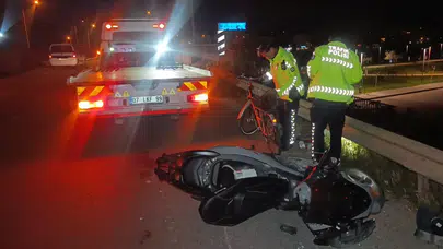 Manavgat’ta alkollü motosiklet sürücüsü bisikletliye çarptı : 2 ağır yaralı