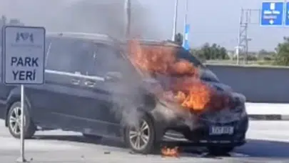 Ercan Havalimanı’nda park halindeki araçta yangın