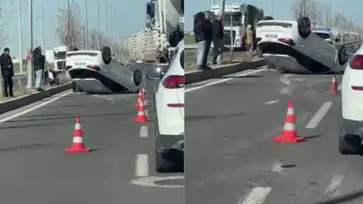 Diyarbakır'da kaza : Araç takla attı