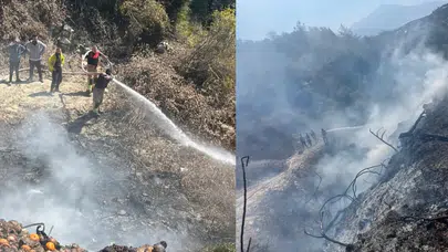 Hatay Samandağ'da yangın : Bahçenin büyük bölümü zarar gördü