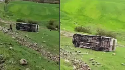 Şırnak'ta öğrenci servisi şarampole devrildi : 4'ü öğrenci 5 yaralı