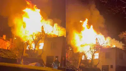 Kastamonu'da yangın : 2 katlı ev alev alev yandı