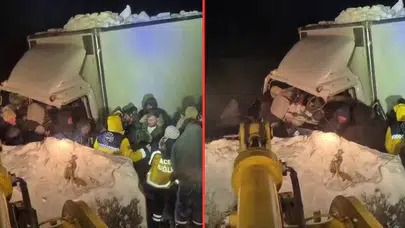 Erzurum Akyazı'da iki kamyon kafa kafaya çarpıştı : Sürücü öldü