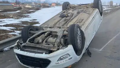 Erzurum Aşkale’de otomobil takla attı : Kazada 2 kişi yaralandı