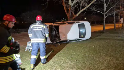 Eskişehir'de otomobil takla attı , sürücü yaralandı