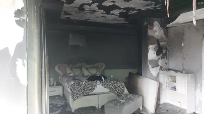 Samsun'da bir şahıs komşusuna kızdı, yatak odasını ateşe verdi