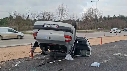 Bursa'da kaza : Otomobil savrulup takla attı