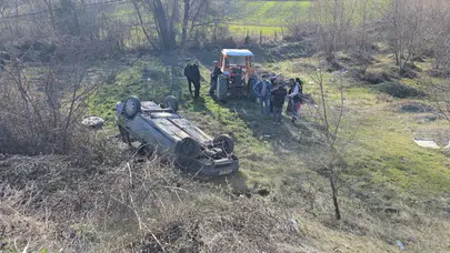 Karabük'te radar aracı paniği kazaya neden oldu : Otomobil şarampole devrildi