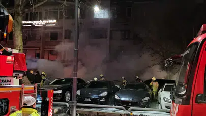 Beşiktaş’ta araç kiralama şirketinde yangın : 100 milyonluk 15 araç küle döndü