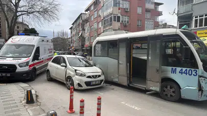 Maltepe'de minibüs araca çarptı