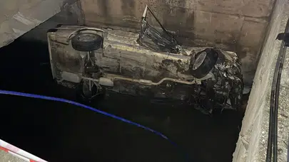 Eskişehir'de korkutan kaza ! Otomobil 5 metre yüksekten sulama kanalına uçtu : 2 yaralı