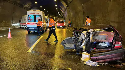 Bolu Dağı Tüneli'nde tır otomobile arkadan çarptı : 5 yaralı