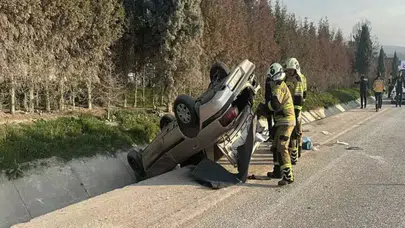 Kütahya'da otomobil su kanalına düştü : 5 yaralı