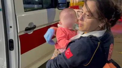 Samsun'da ev yangını : Anne ve bebeği hastanelik oldu