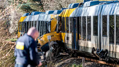 Danimarka'da iki tren kafa kafaya çarpıştı
