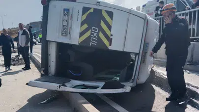 Samsun Atakum’da minibüs devrildi : 1 yaralı