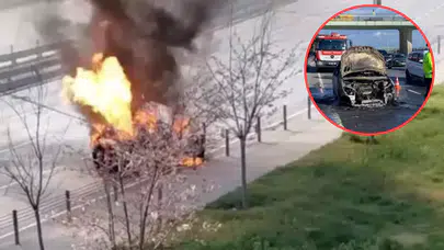 Zeytinburnu'nda yanan otomobil alev topuna döndü : Özel harekat yolu kapattı