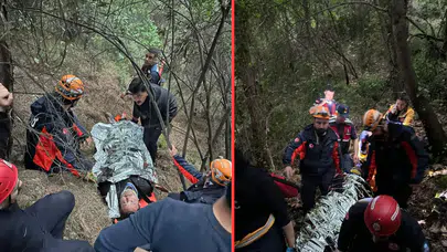 Antalya'da 80 metrelik uçuruma yuvarlanan adam, yaralı olarak kurtarıldı