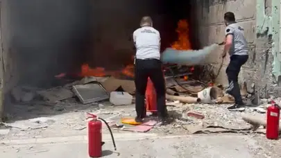 Düzce'de hastane inşaatında korkutan yangın