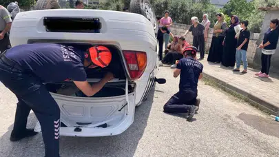 Hatay Dörtyol’da otomobil takla attı : 2 yaralı