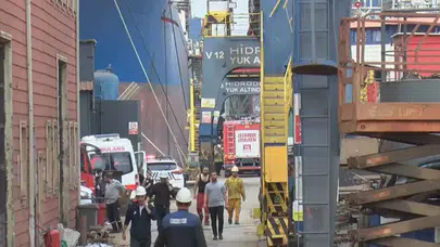 Tuzla'da tersanede bakımı yapılan gemide yangın çıktı