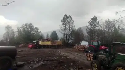Karabük'te orman işçilerinin yakınına yıldırım düştü