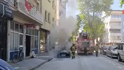 Bursa'da park halindeki araçta yangın çıktı