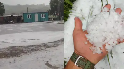 Çanakkale Ayvacık'ta dolu yağışı : Yollar beyaza büründü