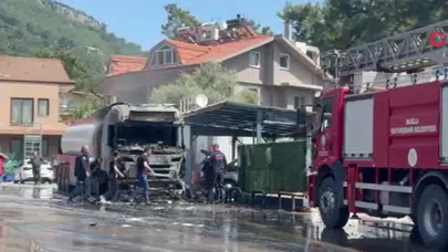 Muğla'da akaryakıt istasyonundaki tır alev aldı
