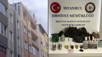 Şişli’de yangın ihbarı uyuşturucu serasını ortaya çıkardı : 500 bin TL’lik kenevir