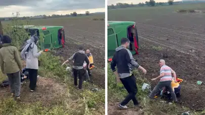 Çanakkale Biga'da yolcu otobüsü tarlaya devrildi : Çok sayıda yaralı var