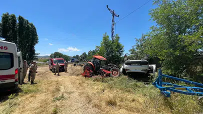 Bingöl'de kaza : Park halindeki traktöre otomobil çarptı, 1 ağır yaralı