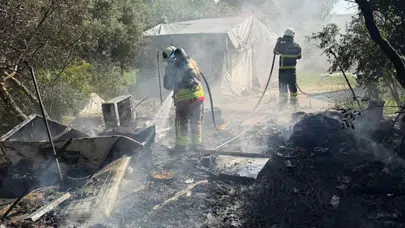 Hatay'da alevler çadır ve bahçeyi küle çevirdi