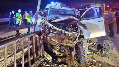 Siirt'te kontrolden çıkan araç, bariyerlere ok gibi saplandı : 2 yaralı