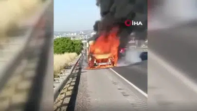 Ankara'da işçi servisinde yangın çıktı