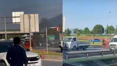Bursa'da otomobil alev alev yandı