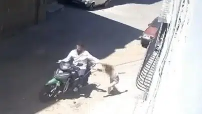 Küçük kızını saçından tutarak motosikletle sürükleyen cani baba gözaltında