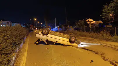 Bursa İnegöl'de otomobil takla attı : Kaza anı kamerada