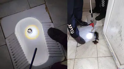 Hatay'da yavru kedi bir okulun tuvalet giderine düştü